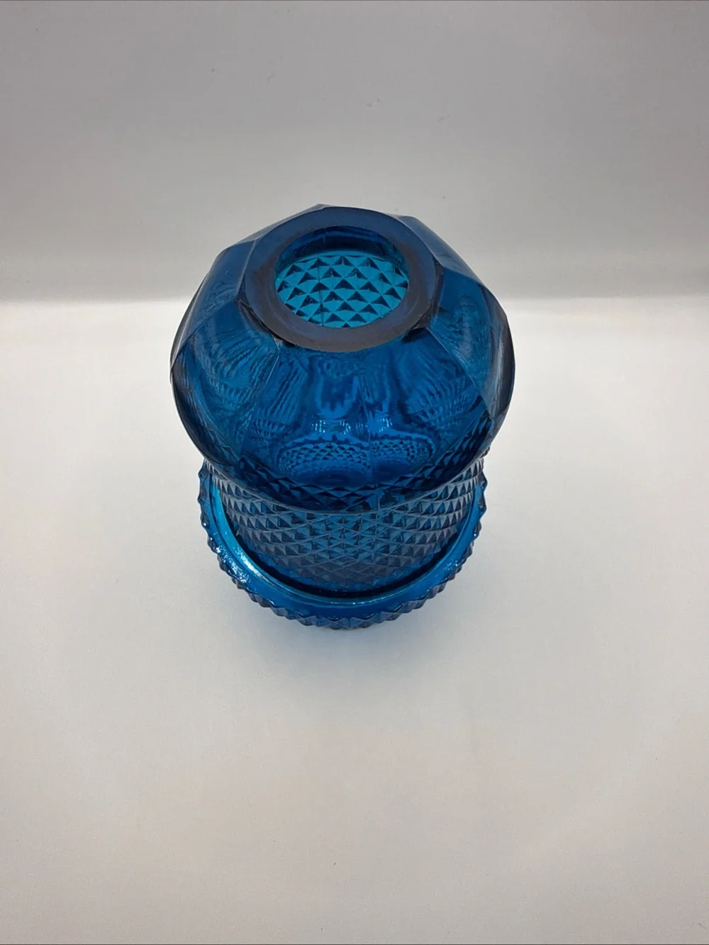 Vintage Viking Diamond Point Cobalt Blue Blunique Fairy Lamp (MINT)